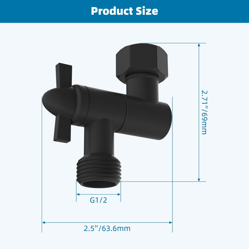 Hibbent All Metal Shower Head Elbow Adapter, 360 ° Adjustable Swivel Brass Shower Head Adapter, Stainless Steel Shower Arm Extension for Fixed and Rain Showerhead, Wall Mounted, Matte Black