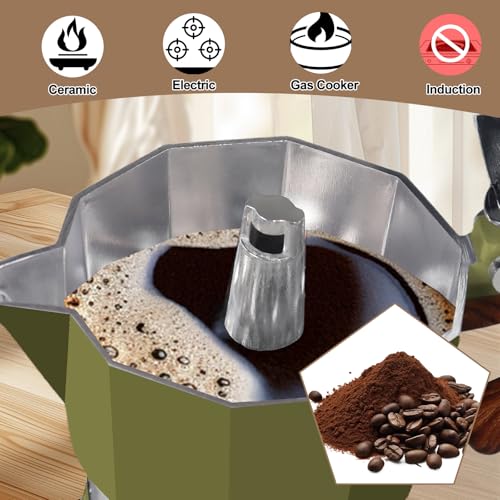 Aluminum 9 Cup 450ml Moka Pot Express Coffee Maker Stovetop Green