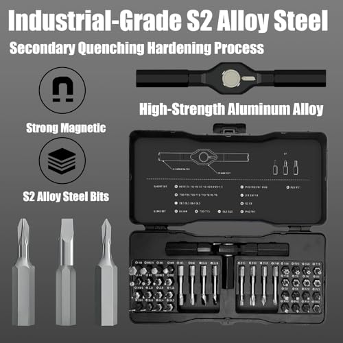 42 in 1 magnetic screwdriver set,Multi Bit Ratcheting screwdriver bit set with detachable handle,portable precision screwdriver set for DIY, PC, Electronics, Car & Bicycle Repair