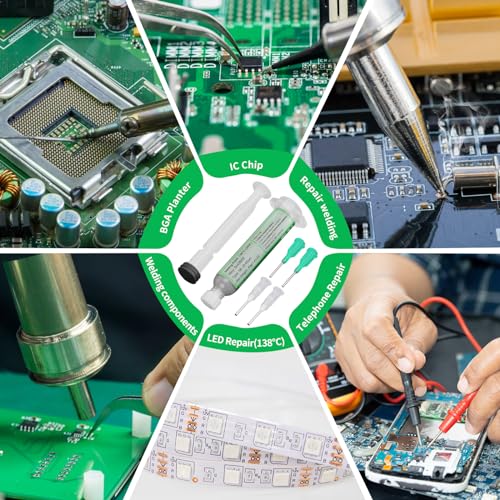 Syringe Soldering Paste, Soldering Paste Sn42Bi58, Lead-Free Low Temperature 138°C, 40g | Gruiqrd Lead Free Flux Solder Flux Tin Paste for BGA LED SMD SMT Solder (1.41oz)