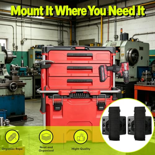 AIYULONG tool holder with straps for Milwaukee Packout toolbox, black tool holsters shown from the front