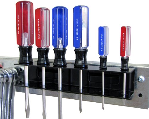[Australia - AusPower] - Wall Control Screwdriver Holder Bracket Slotted Metal Pegboard Accessory Slotted Tool Board - Black 8in x 2in x 2in Hook 