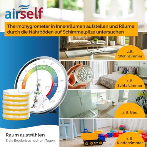 Mold Test + Thermohygrometer Analogue for up to 6 Rooms | For checking mold pollution, including analogue thermo-hygrometer