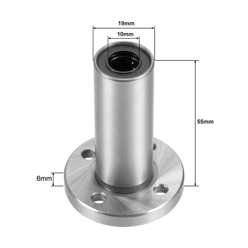 [Australia - AusPower] - Linear Ball Bearings, LMF10LUU 10mm Extra Long Round Flange Linear Motion Bushing Double Side Rubber Sealed for 10mm Linear Shaft CNC Machine 3D Printer 4 Pack 