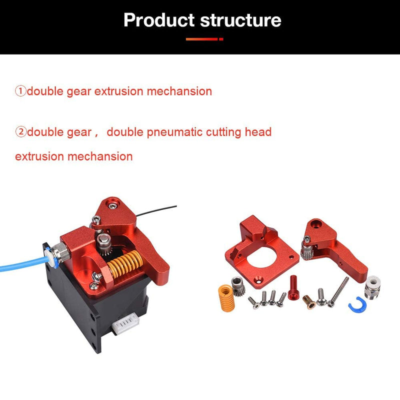 [Australia - AusPower] - Bigtreetech Upgrade Dual Gear Extruder, Double Gear MK8 Extruder 3D Printer Dual Driver Stock Feeder All Metal 1.75mm Filament Extruder Kit for CR-10S Pro/CR-10/ Ender 3 V2/Ender 3/Ender 3 Pro Series 