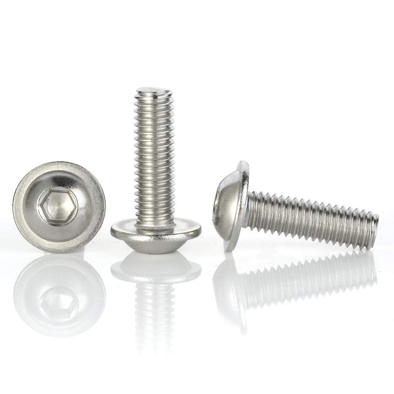 [Australia - AusPower] - M6-1.0 x 16mm Flanged Button Head Socket Cap Screws, Stainless Steel 18-8 (304), Bright Finish, Full Thread, Allen Socket Drive, 25 PCS M6 x 16mm 