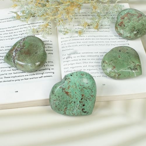 ZAICUS Green Opal Heart Crystal 50mm – Hand-Carved Healing Stone for Reiki, Meditation, Therapy | Palm Thumb Worry Pocket Massage Stones, Ideal Gift for Women Crystal Lovers
