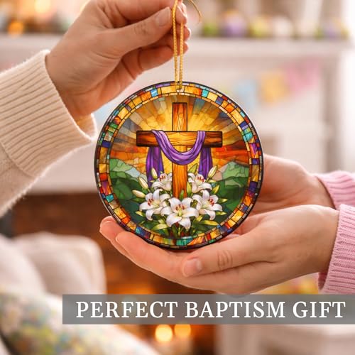 Easter Cross Ornaments, Easter Suncatcher, He is Risen Decor