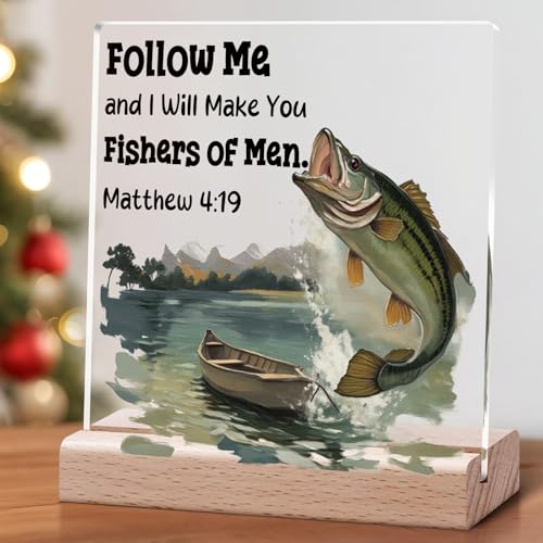 Inspirational Sign Christian Decor Religious Motivational Bible Verse Desk Decor Spiritual Acrylic Plaque Decorative Sign for Birthday Christmas Mom Sister Friend Motivational Decoration for Home Follow Me Desk Sign