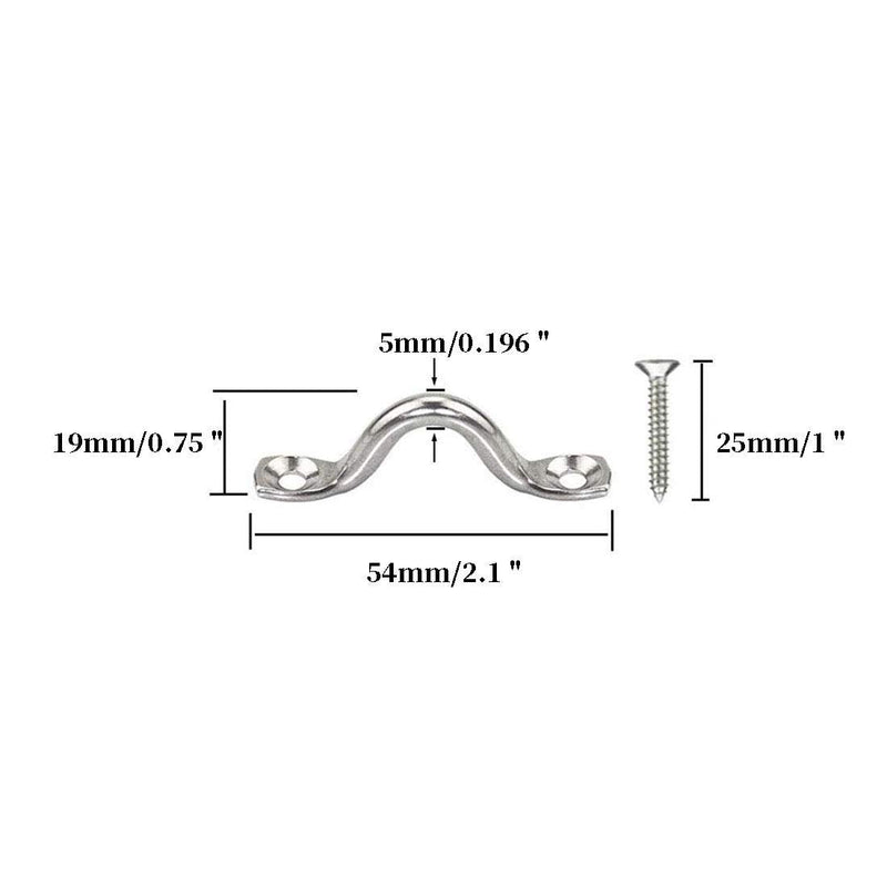 [Australia - AusPower] - 22Pcs M5 316 Stainless Steel Eye Straps Ceiling Wall Mount U Hook with Screws 