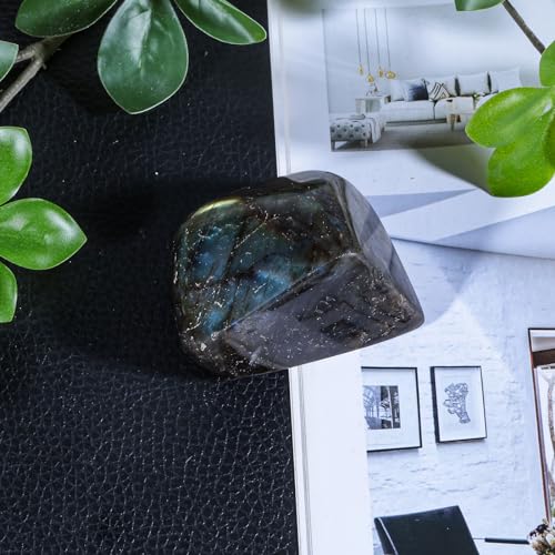 moonsix Natural Labradorite Upright Crystal Rock Slab, 0.98-3.15 inch 100-200 Gram