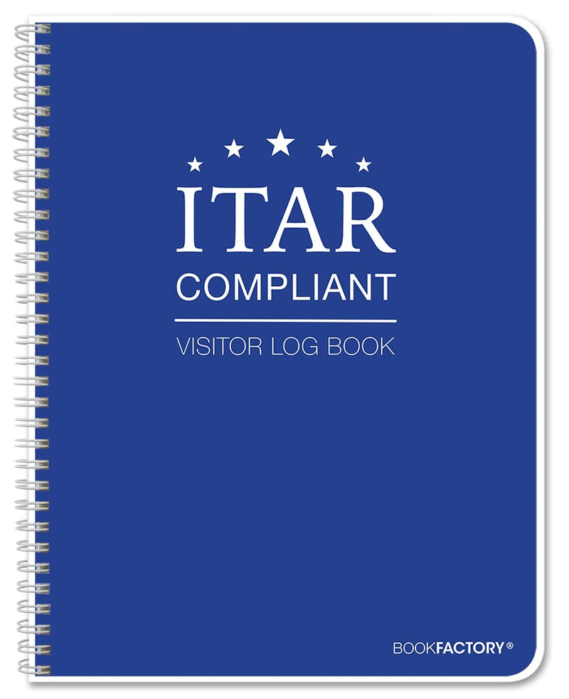 BookFactory ITAR Visitor Log Book/Visitor Register/Guest Sign-in Book - 120 Pgs, 8.5" X 11" Wire-O (Official ITAR-International Traffic in Arms Regulations) (Made in USA) ITAR Log - NEW Style