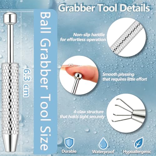 Titanium Piercing Ball Twist Change Set 7 Pieces Piercing Interchangeable Aid Piercing Aid for Change 14G 16G 18G 20G Piercing Tool for Changing Set Ball Gripper Piercing Insertion Aid Kit Silver ball twister