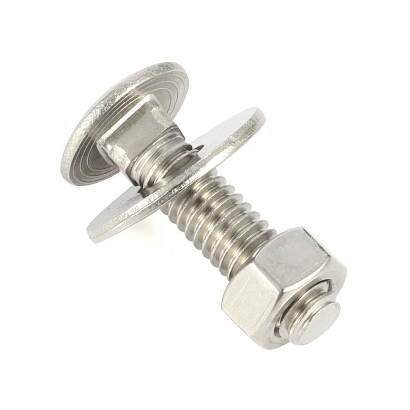[Australia - AusPower] - 3/8-16 x 1" Carriage Bolts and Nuts Kit, Round Head Square Neck Screws, Stainless Steel 18-8 (304), 10 Sets 3/8-16 x 1" 