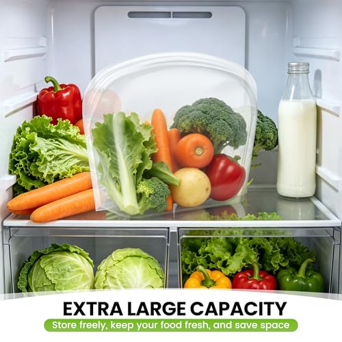 Extra Large Silicone Food Storage Bag Reusable Freezer Containers 124oz 2PCS-XXL