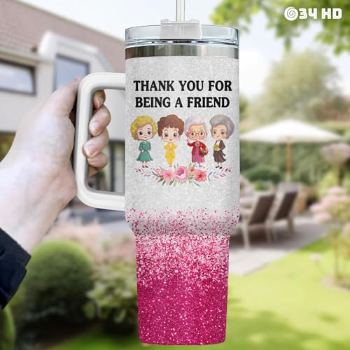 34HD Golden Squad Thank You 40 oz Tumbler with Handle, Back to School Gift Thank You For Being A Friend