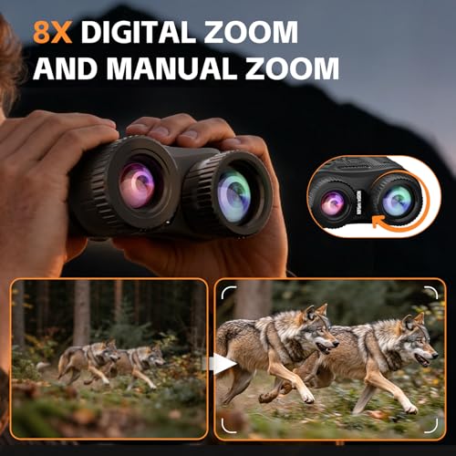 Night Vision Goggles, 4K HD Night Vision Binoculars with 7X Digital Zoom, 3'' HD Screen & Rechargeable Battery for Camping & Security, with 32GB TF Card for Photos and Videos, Gifts for Men Him Dad