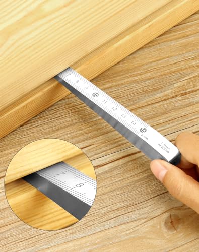 QWORK taper gauge feeler wedge, 1–15mm gap measuring tool in chrome-plated carbon steel