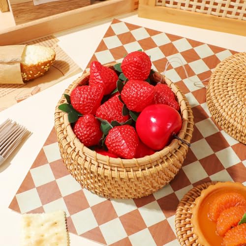 MAGICLULU Rattan Box with Lid Small Rattan Desktop Storage for Jewelry Snacks Bread and Sundries Woven Basket for Balcony Windowsill Dining Table Home Decor 5.59 X 5.51 X 3.07 in
