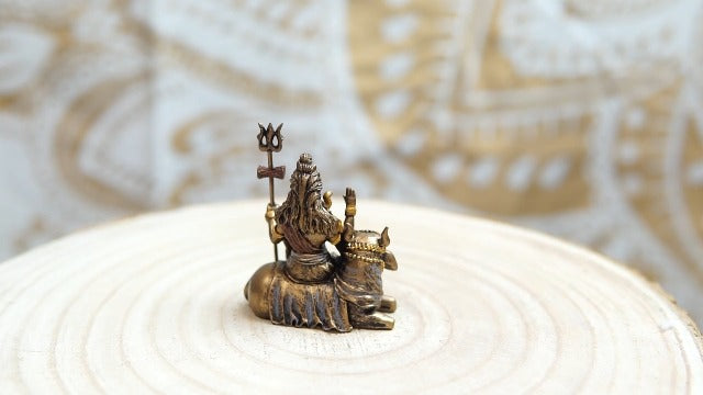 Ebros Eastern Enlightenment Vastu Hindu God Mahadeva Lord Shiva Sitting On Nandi Bull Miniature Figurine 3" Tall Auspicious Yogi Deity Mini Sculpture