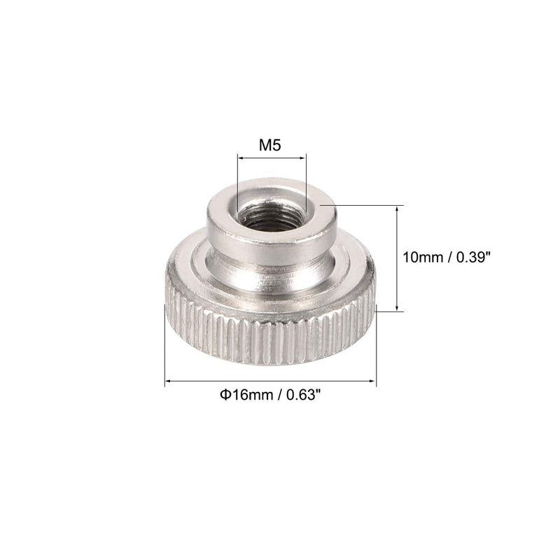 [Australia - AusPower] - uxcell Knurled Thumb Nuts, 20Pcs M5x0.8mm Iron Round Knobs Fasteners for 3D Printer Parts, Silver Tone M5 