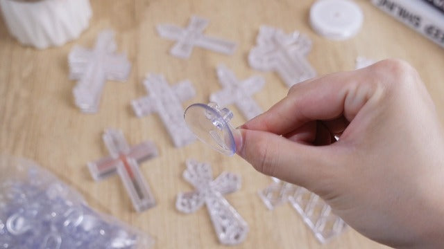 Wonderjune 60 Sets Ramadan Suncatcher Decorations Window Eid Christian Cross Suncatcher Ornaments Paint DIY Religious Art Suncatchers Crafts Kit for Jesus Sunday Activities Project Party