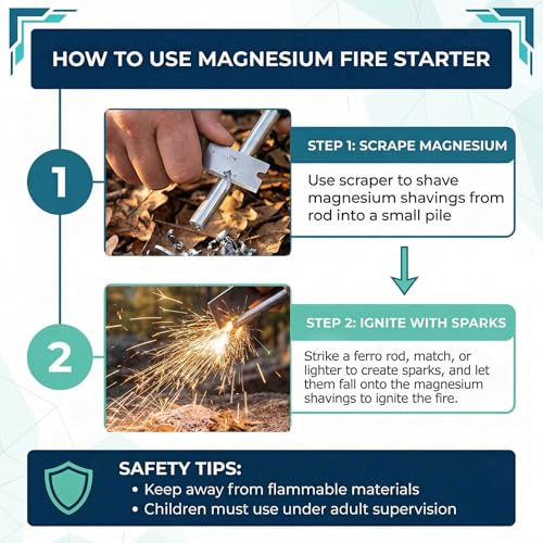 30-pack hiSpkNix 99% pure magnesium fire starter rods, 3.5 x 0.63 inch magnesia rods