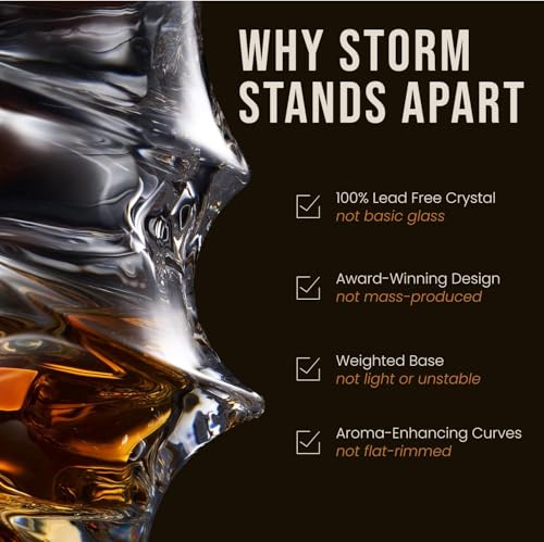 TSUKIGLASS Storm Crystal Cocktail Whiskey Glasses Set of 2, Gifts for Men