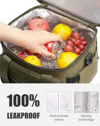 JOYHILL 18L expandable tactical lunch bag for men in green camo with double deck design and large capacity.