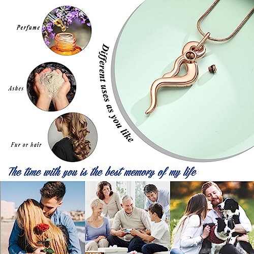 Snake Urn Necklace for Ashes for Men Stainless Steel Cremation Urn Pendant Memorial Locket Ashes Keepsake Cremation Jewelry Rose gold
