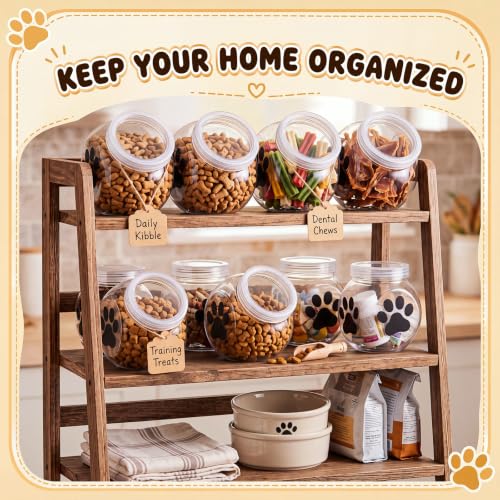 Sunnyray 6 Pack 51oz Plastic Dog Treat Jars with Lids & Paw Stickers, Clear