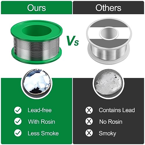 Magrimaxio Solder with flux, lead-free soldering wire with rosin core, lead-free soldering wire electronics, Sn99.3 Cu0.7, 50 g/0.8 mm, for repair, electric soldering, DIY