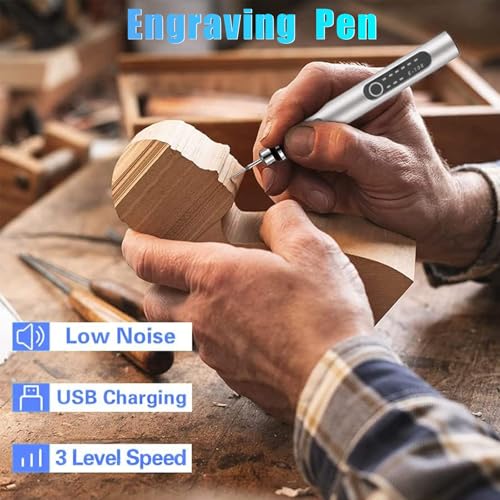 Engraving Pen, Glass Engraving Tool with 16 Templates for DIY Crafts(White) White