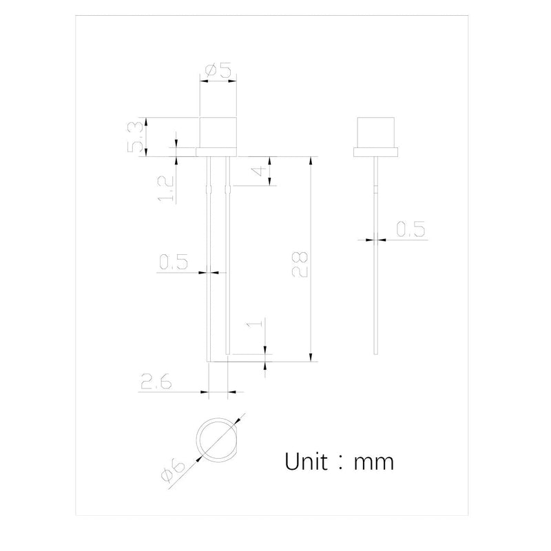 [Australia - AusPower] - 100pcs 5mm White Lights LED Diodes Flat Lens 29mm Long Lead (DC 3V) +100pcs Resistors (for DC 6-12V) Included, Bright Bulb Lamps Light Emitting Diode [03] White / 100pcs 5mm Flat Top 