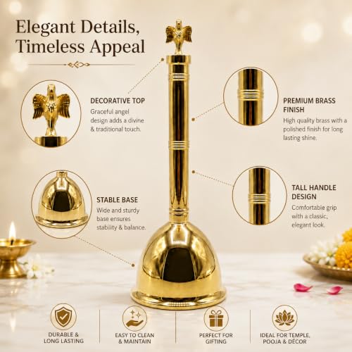 Brass Angel Bell Big for Temple, Home & Pooja Decor