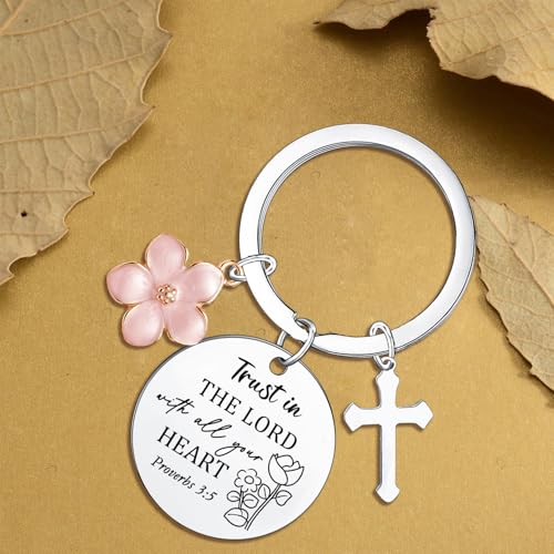 Christian Inspirational Gifts for Women Religious Keyring Christian Cross Keyring Bible Verse Gifts for Women Friend Sister Daughter Encouragement Present Faith Present Baptism Gift Bible Accessories