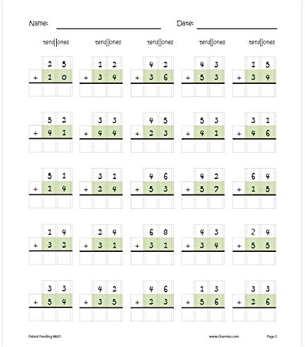 Channie's One Page A Day Double Digit Math Problem Workbook for 1st Graders, 2nd Graders, and 3rd Grade Simply Tear Off On Page a Day For Math Repetition Exercise! Addition and Subtraction Workbook