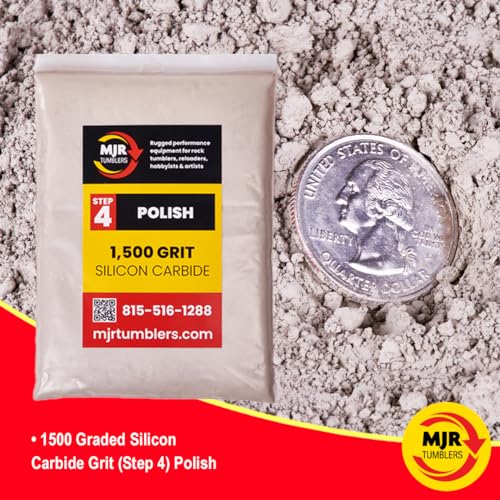 1500 Grit Silicon Carbide Rock Tumbler Polish, Stage 4 Super Fine Rock Polishing Grit 1 lb, Stone Polishing Compound for Rotary & Vibratory Tumblers, Lapidary Supply Bulk 1500 Grit Step 4