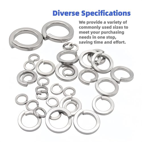 63 Pcs 7/16" Spring Lock Washers, 18-8(304) Stainless Steel, ASME B18.21.1 Compliant, Anti-Loosing Split Lock Washers for US Industrial Automotive Machinery High-Vibration Equipment 7/16" 63PCS US customary