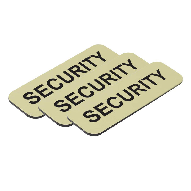 Security 1 x 3 Name Tag, Brushed Gold (3 Pack)
