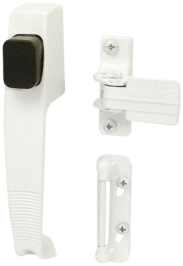 Prime-Line K 5116 White Push Button Latch with Tie Down (1 Set)