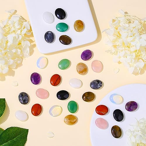 ZHIYUXI 30 pcs Crystals Bulk Wholesale Crystals Set Crystals and Stones Gemstones Thumb Pocket Oval Palm Stone Reiki Energy Balance Meditation Room Decor
