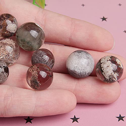 Acxico 2Pcs Natural Phantom Quartz Crystal Sphere Ball Garden Scenic Gemstone