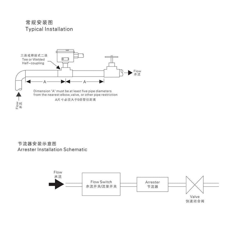[Australia - AusPower] - HFS-25 Water Switch Paddle Control SPDT Contacts Partial Stainless Steel Type 1" Connector 1.0MPa 6-380V 