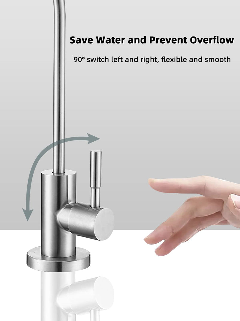 Drinking Water Faucet,Lead-Free Water Filter Faucet,Easy to Install Reverse Osmosis Faucets for Kitchen Bar Sink,Brushed Nickel SUS304 Stainless Steel