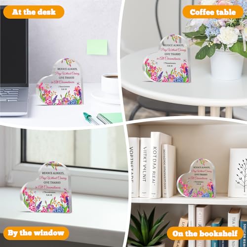 Religious Gifts for Women Christian Heart Shaped Acrylic Plaque Inspirational Bible Verse Gifts for Women Spiritual Gift for Friend Christmas Birthday Graduation Present for Girl Desk Decorative Sign Christian Inspirational Desk Sign