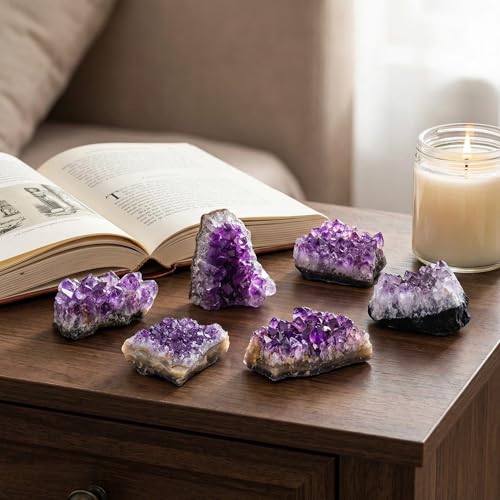 CrystalTears Amethyst Crystal Geode Cluster Raw Amethyst Rock Quartz Healing Crystals Druzy Geode Mineral Specimen Gemstone for Meditation Reiki Healing Home Decor 0.22-0.44 lb 0.2-0.4lb
