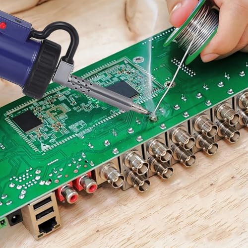 HOMSFOU Electric Desoldering Pump with Strong Suction Power and Interchangeable Nozzles, Quick Heating, Portable Desoldering Tool for Precise Removal of Solder for Electronic Devices, EU Plug