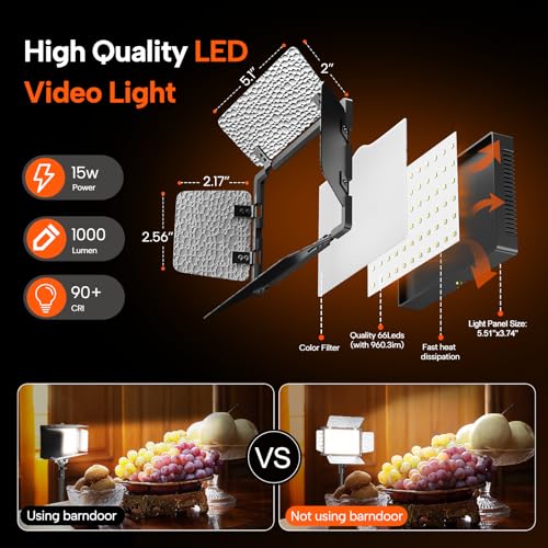 1 Pack LED Video Lighting Kit, 9 Light for Studio Black 45-137cm (1Pack)