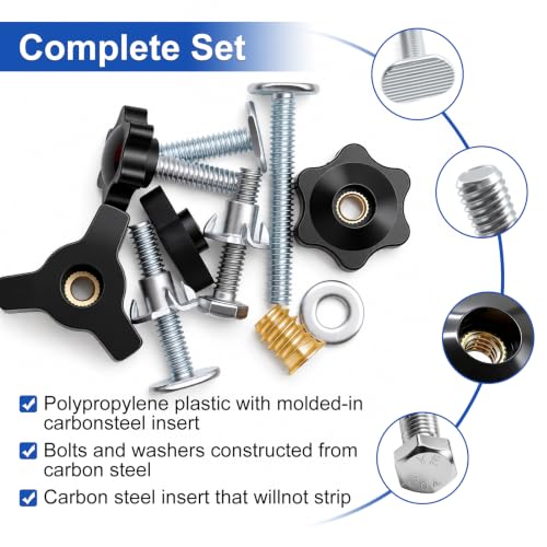 Taiss 80-piece 1/4-20 T-track knob and bolt kit for woodworking jigs and fixtures